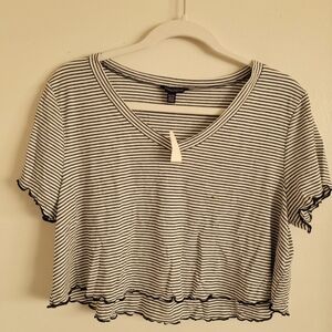 Aeropostale Black and White Striped Crop Top